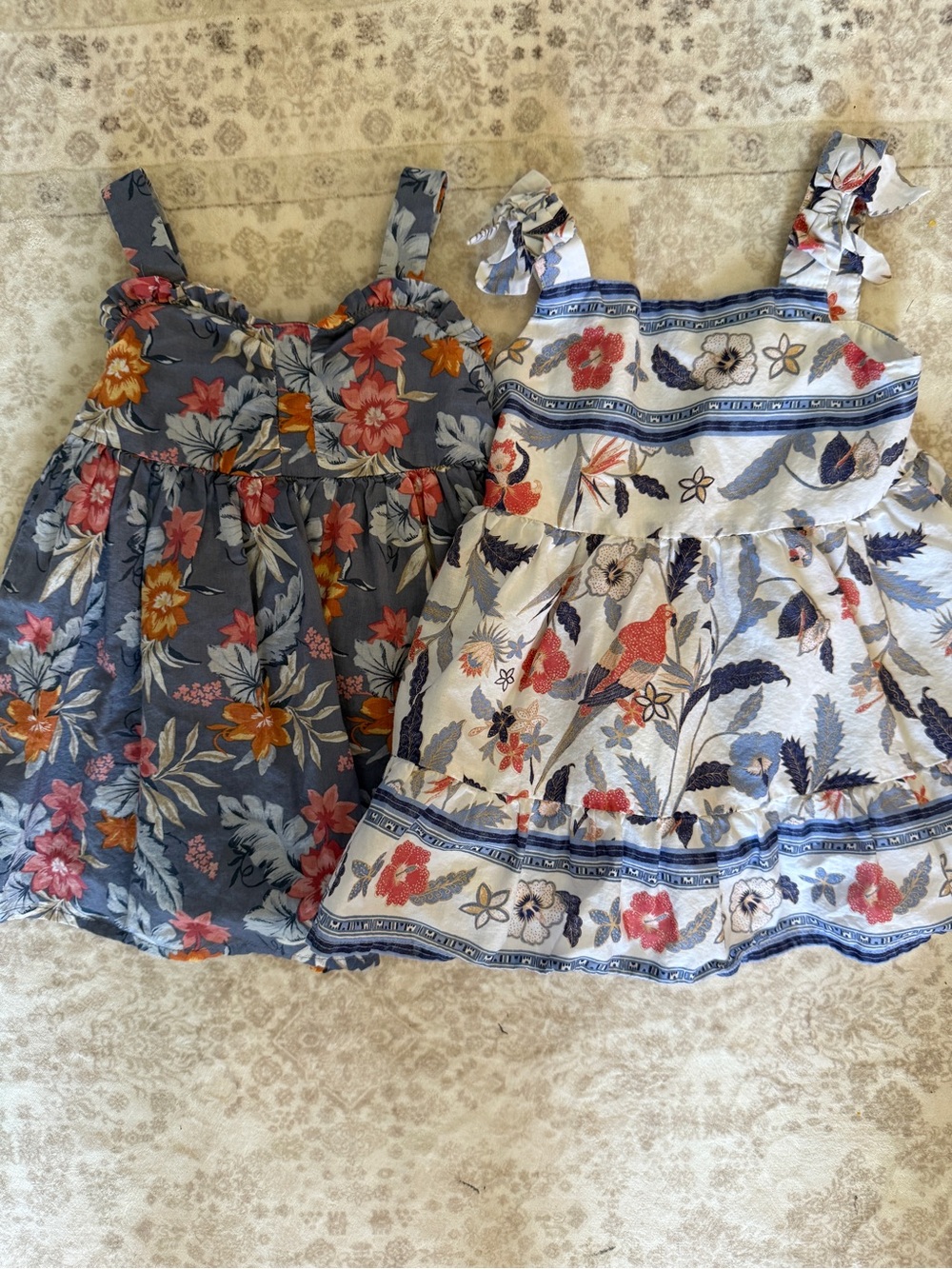 BUNDLE 2 Janie and Jack Baby Girl Floral Sundress Top - Blue and White